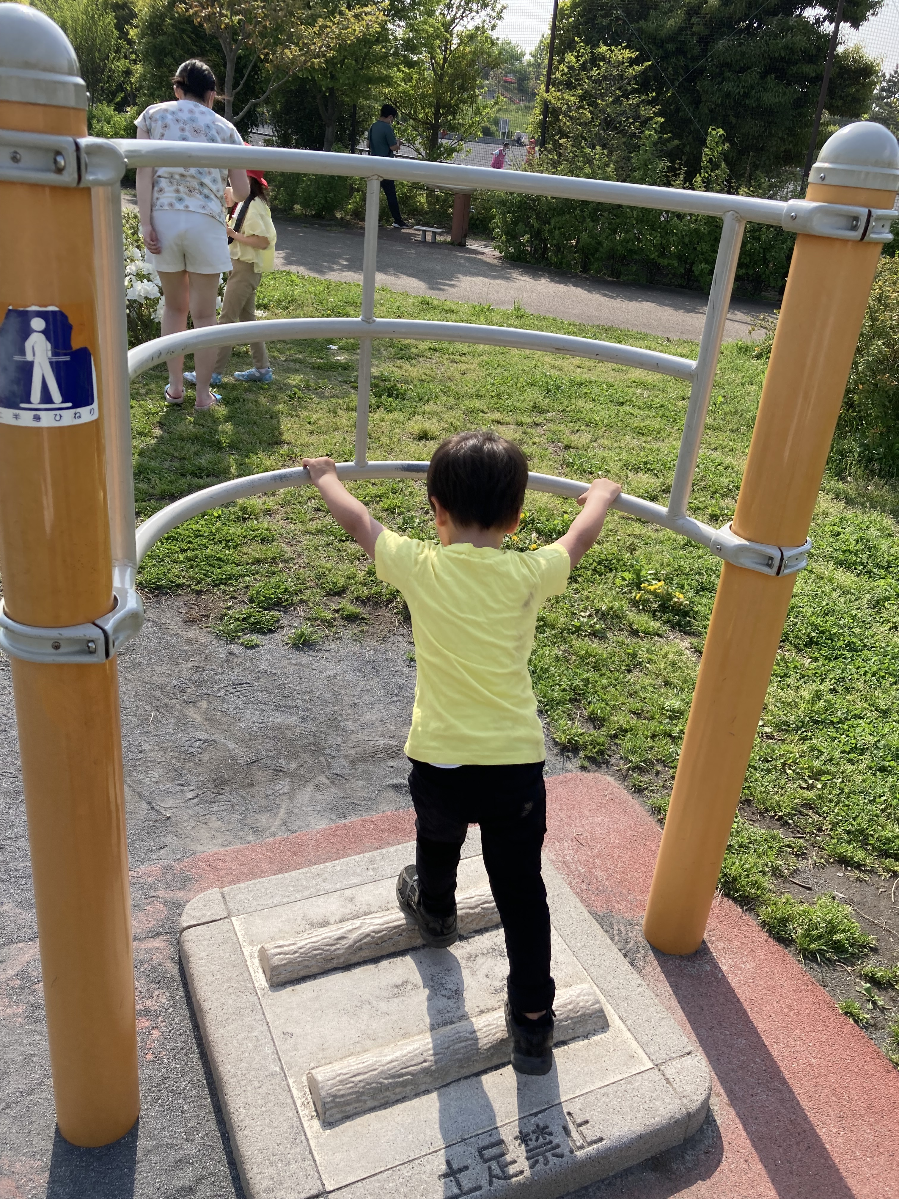 二子玉川公園の草広場と健康遊具