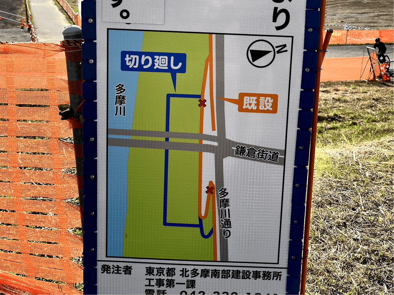 迂回路を表す地図の看板